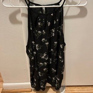 Stitch Fix Floral Halter Tank with Neckline Cutouts
